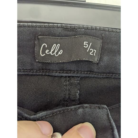 Cello Women's Black Skinny Denim Belt Loop Mid Rise Slim Fit  Pants Size 5/27 - Picture 3 of 5